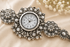 Kashmiri silver-Plated Temple Jewelry Watch with Ruby & Emerald Stones