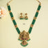 Antique Lakshmi with Mandapam Design Jadau Green Beaded Haram